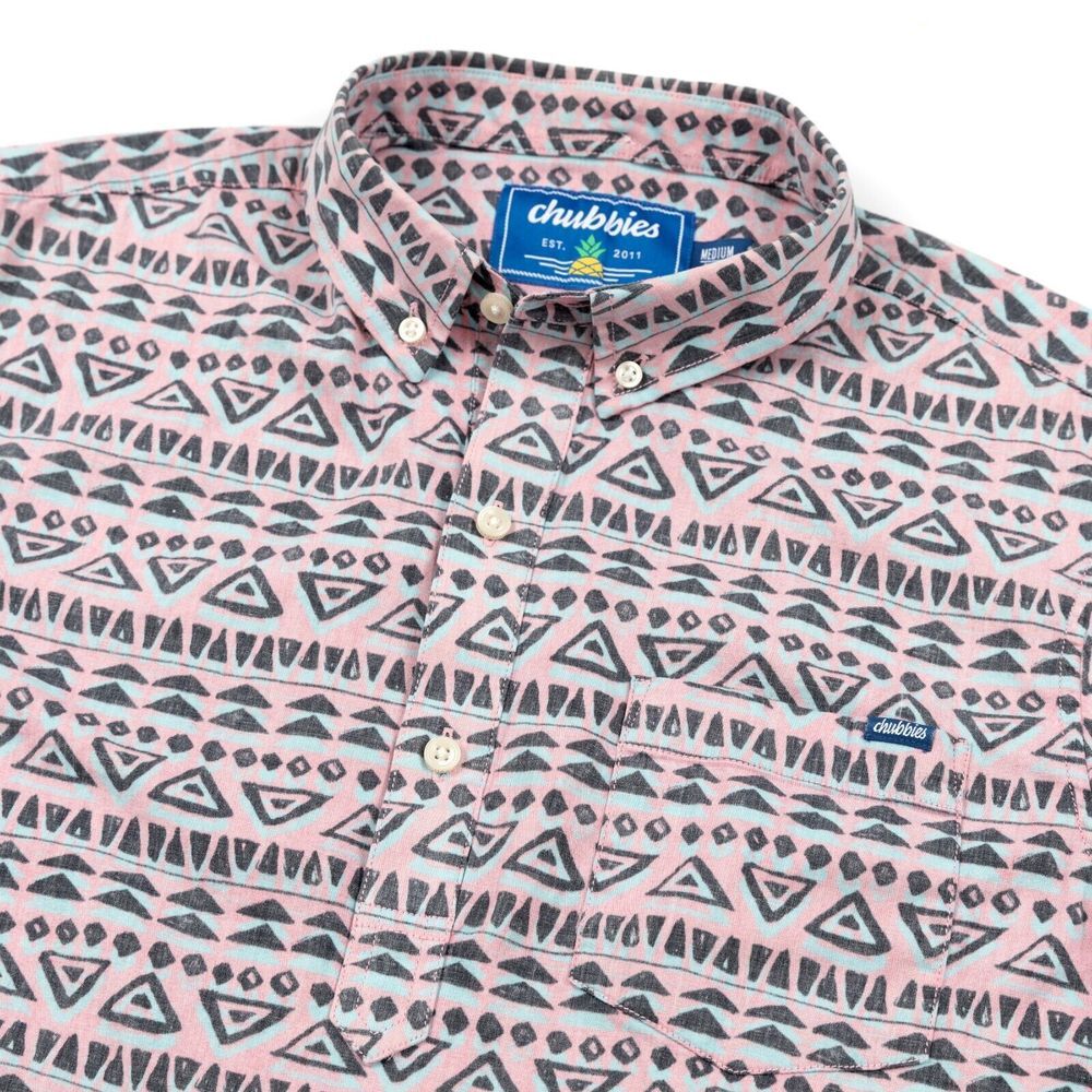 Chubbies Men's Shirt Aztec Pattern Performance Half Button Pullover Top‎ Medium